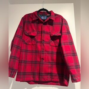 Vintage Pendleton Men's Red and Black Plaid Shirt